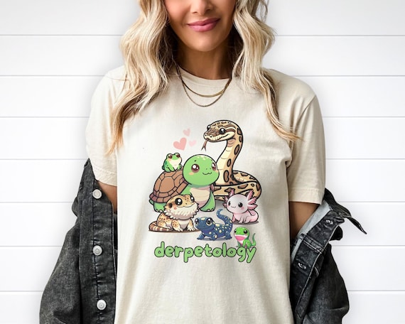 Herpetology Shirt - Derpetology, Cute Reptiles and Amphibians for Snake, Frog, Turtle, Salamander, Bearded Dragon, Axolotl, & Lizard Lovers
