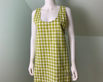 yellow checkered pinafore