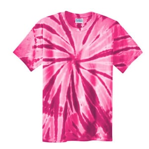 Pink Tie Dye T-shirt: Port & Company 100% Cotton Tee