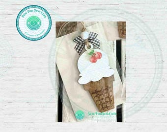 Adorno de helado, golosina, etiqueta para bolsa, etiqueta para regalo