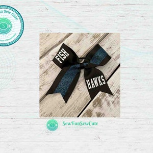 Cheer Bow!  Bow for cheerleading, Black & Teal Bow, Custom Cheer Bow, School Cheer bow, Bulk Cheer bows