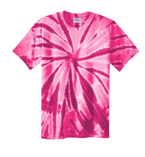 Pink Tie Dye T-shirt: Port & Company 100% Cotton Tee