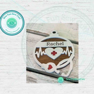 Personalized Nurse Ornament: Hand-Painted Wooden Tree Accessory