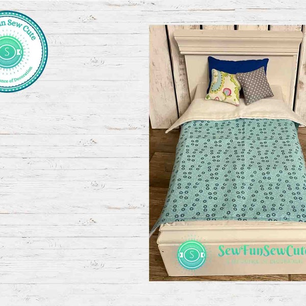 American Doll 18” doll Bedding set, 4 Piece Comforter doll Set, Custom doll quilt bedding set