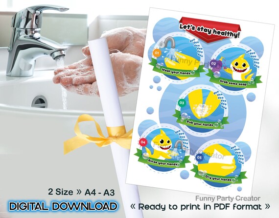 Wash Your Hands Sign Hand Washing Poster Bathroom Decor For Etsy