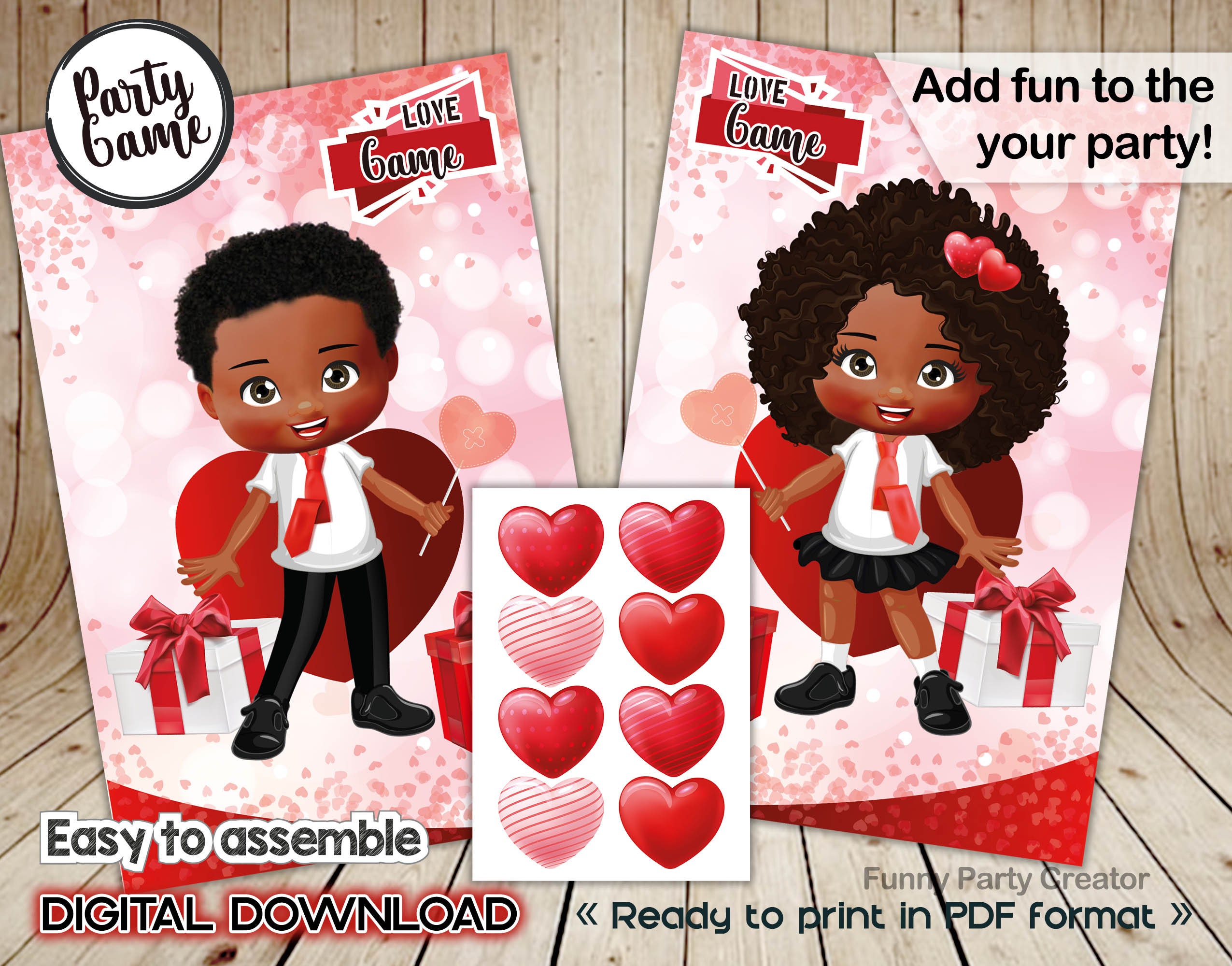 Gioco Pin The Heart di San Valentino, Divertente Gioco alla Benda per Bambini Adulti, Giochi per Feste di San Valentino Giochi Pin per Compleanno per Bambini Coppie Amici Famiglie (Mostro