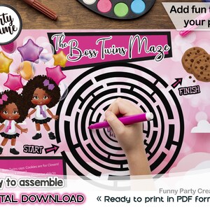 Juego de laberinto Boss Twins: Fiesta de cumpleaños afroamericana (Descarga digital)