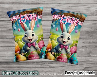 DIGITAL Easter Bunny Chips and Little Gift Package, Happy Easter Snack Packaging, Printable Chip Bag