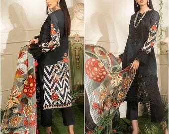 Pakistani Dresses Chiken Kari Luxury Viscose Collection Winter suit Embroidered Salwar Kameez Chiffon Dupatta Unstitched 3 pcs UK Stock