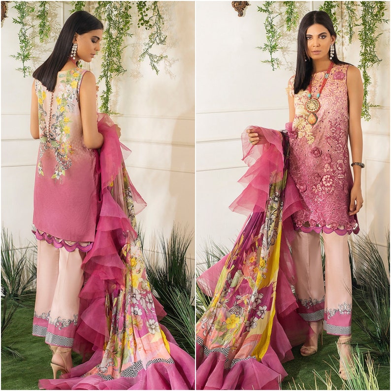 Pakistani Dresses Chiken Kari Luxury Viscose Collection Winter suit Embroidered Salwar Kameez Chiffon Dupatta Unstitched 3 pcs UK Stock