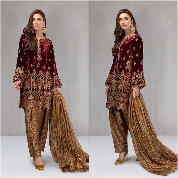 Custom Stitched Pakistani Indian Wedding dresses VELVET | Etsy
