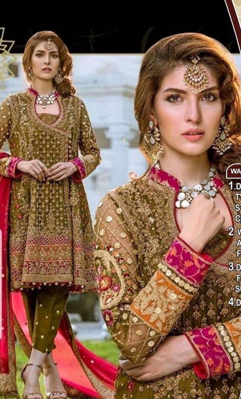 Custom stitched Pakistani Wedding Dresses Embroidery Clothes Etsy