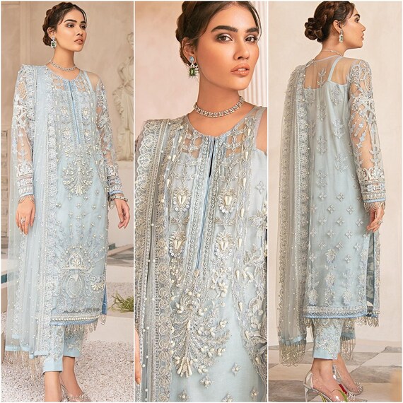blue pakistani dresses