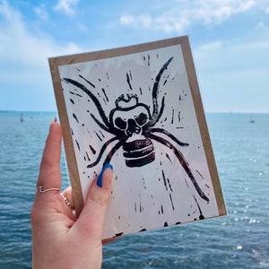 Marine worm - linocut print (13x18cm) (Platynereis dumerili)