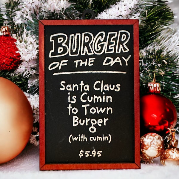 READY-TO-SHIP Burger of the Day chalkboard Christmas Ornaments Ornaments