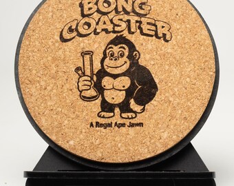 Custom Slate Bong Coaster – Personalized Artwork, Thick Cork, Pearl Black or Camo Green