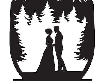 Outdoor Wedding Cake Topper SVG File: Mountain Scene (Digital Download)