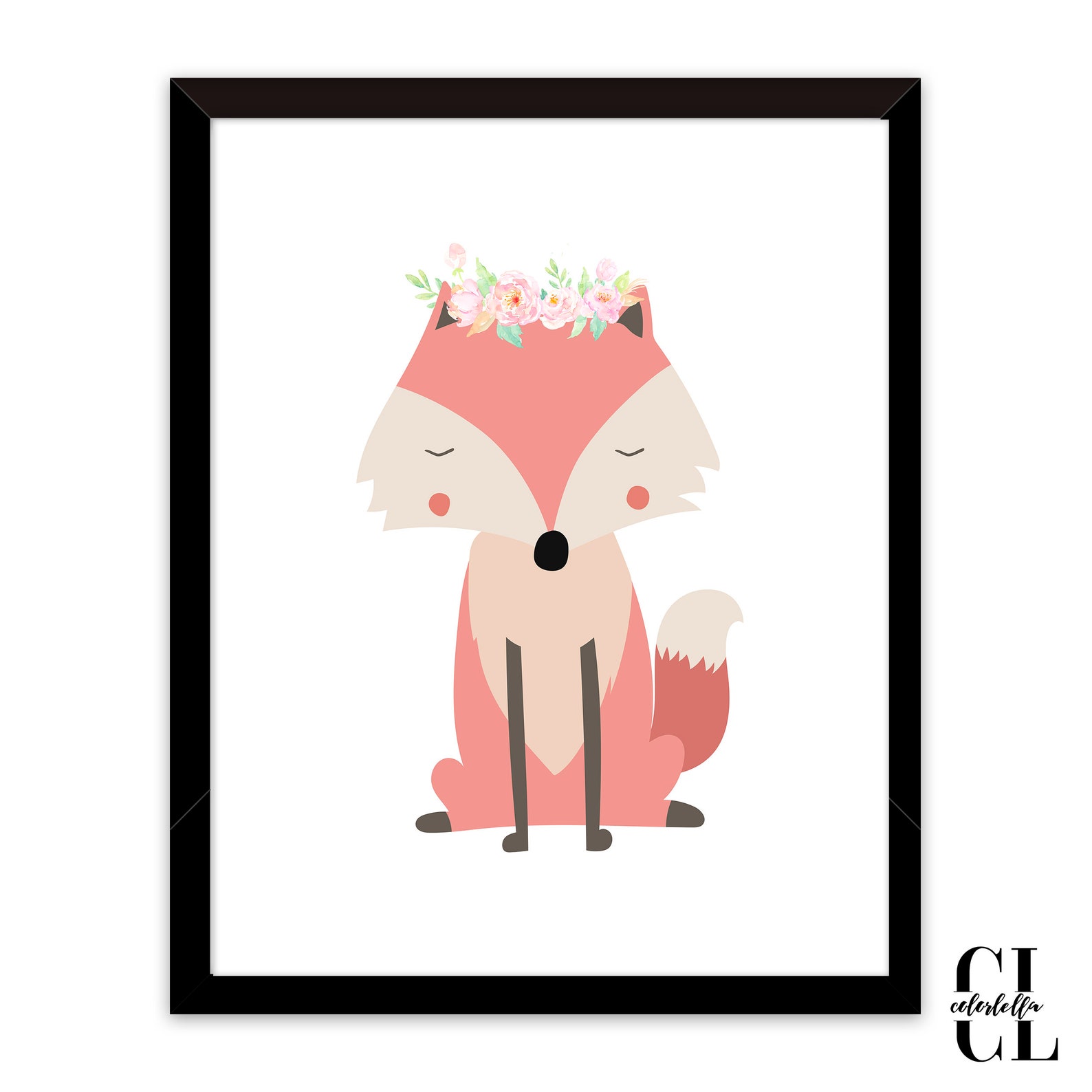 Baby Fox Wall Art, Girl Fox Print, Little Fox Nursery Print, Boho Baby, Fox Decor, Woodland