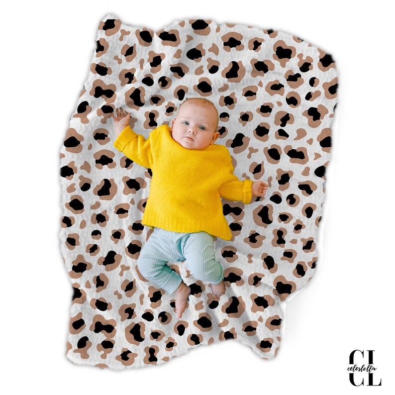 Boho Leopard Print Baby Blanket Animal Print Custom Blanket Etsy