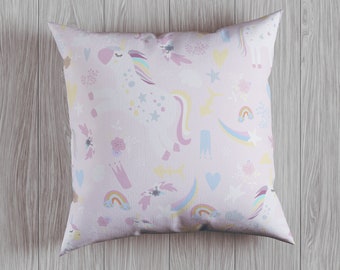 Unicorn Pillow, Cute pink unicorn Nursery, Custom Case, Gift for girl, personalized unicorn pillow, unicorn mermaid, gifts for toddler