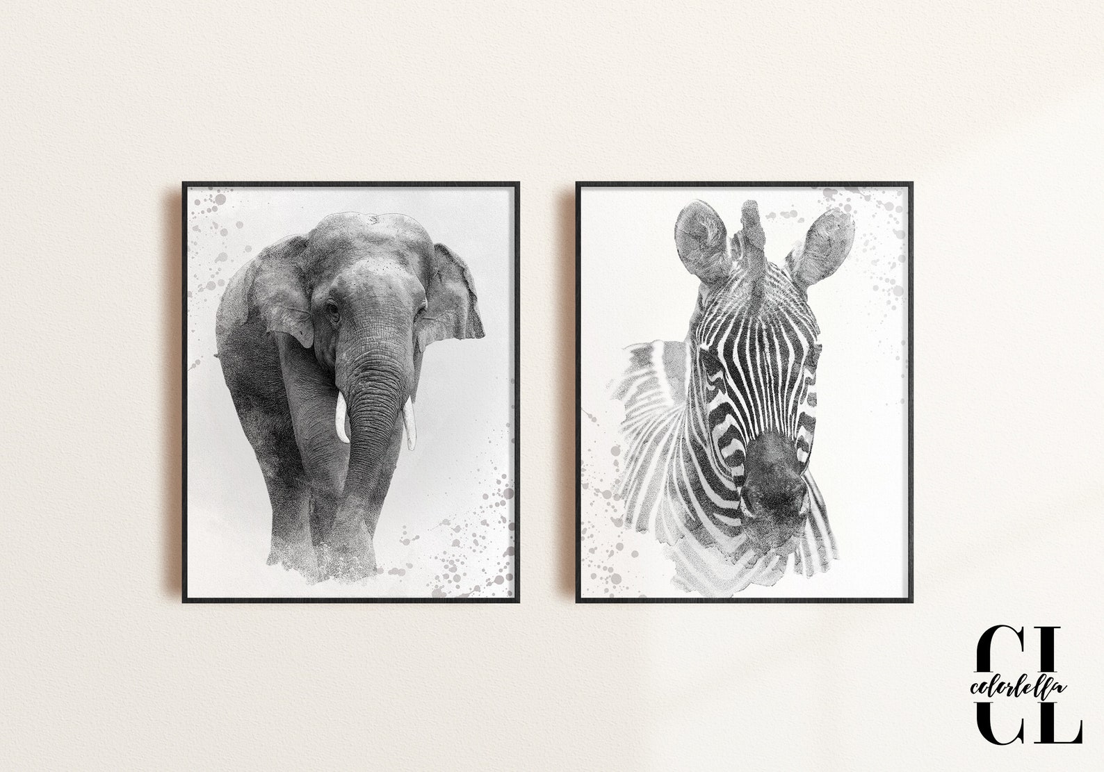 Wild Animals Wall Art, Nursery Wall Art Print, Elephant Neutral Color