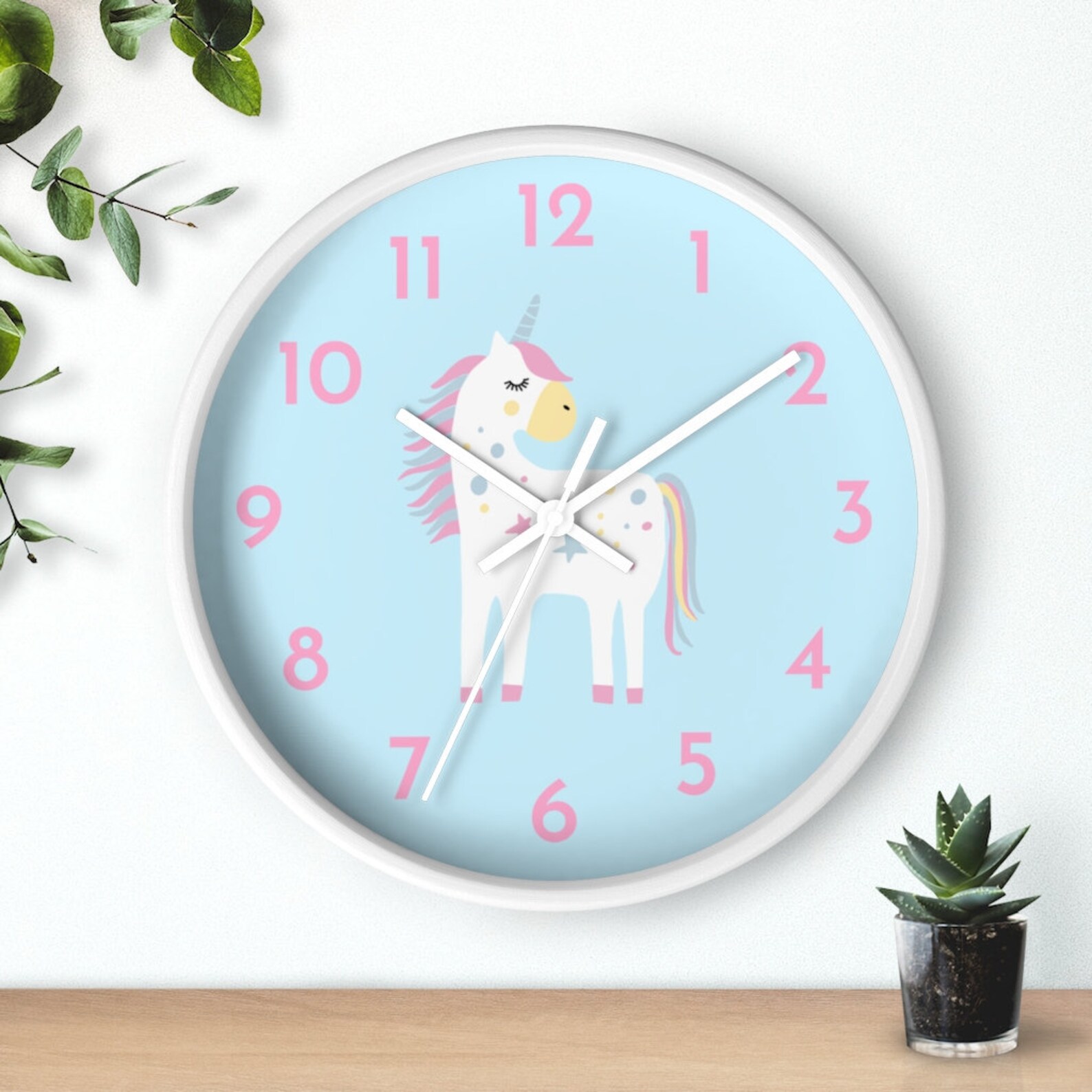Unicorn Wall Clock Kids Wall Clock Unicorn Nursery Horse Etsy