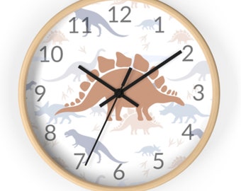 Dinosaur wall clock, Dinosaurs decor, Dino kids present, T-rex clock, Dinosaur children gift, Kids room decor, Dinosaur nursery, dino clock