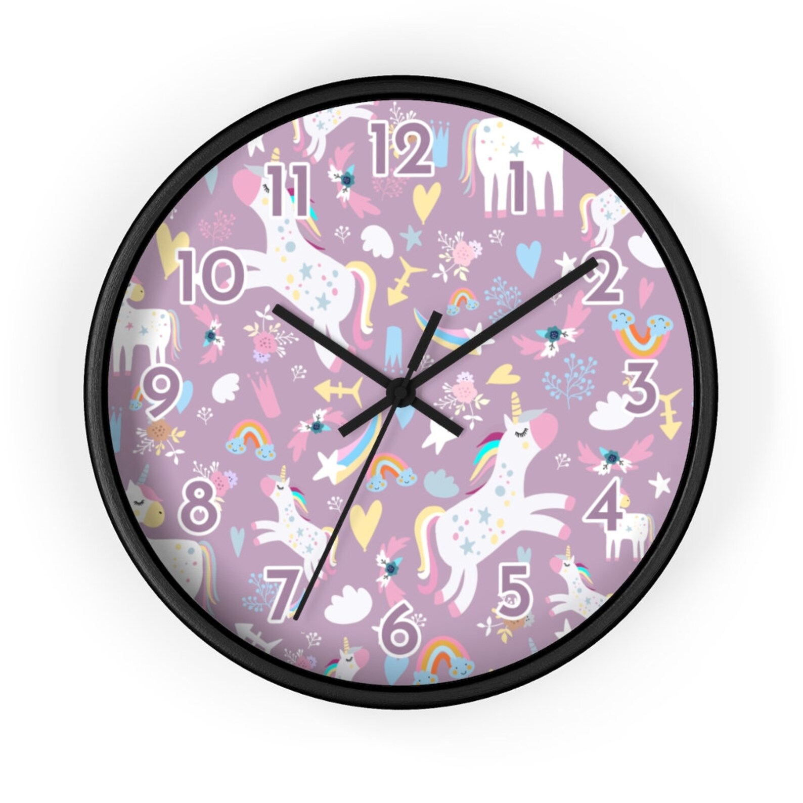 Unicorn Wall Clock Kids Wall Clock Nordic Style Nursery Etsy UK