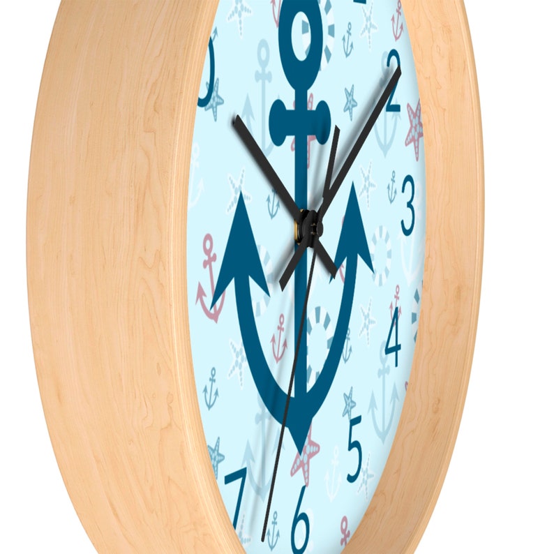 Nautical Clock, Anchor Clock, Kids Wall Clock, Nautical Nursery, Boy