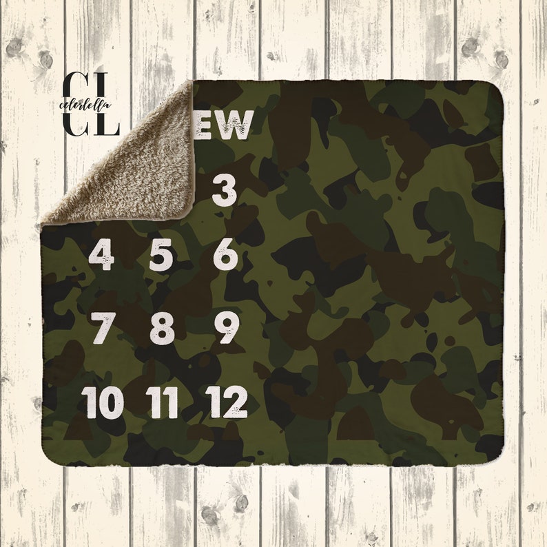 Milestones Camo Baby Blanket Personalized Camouflage Blanket Etsy