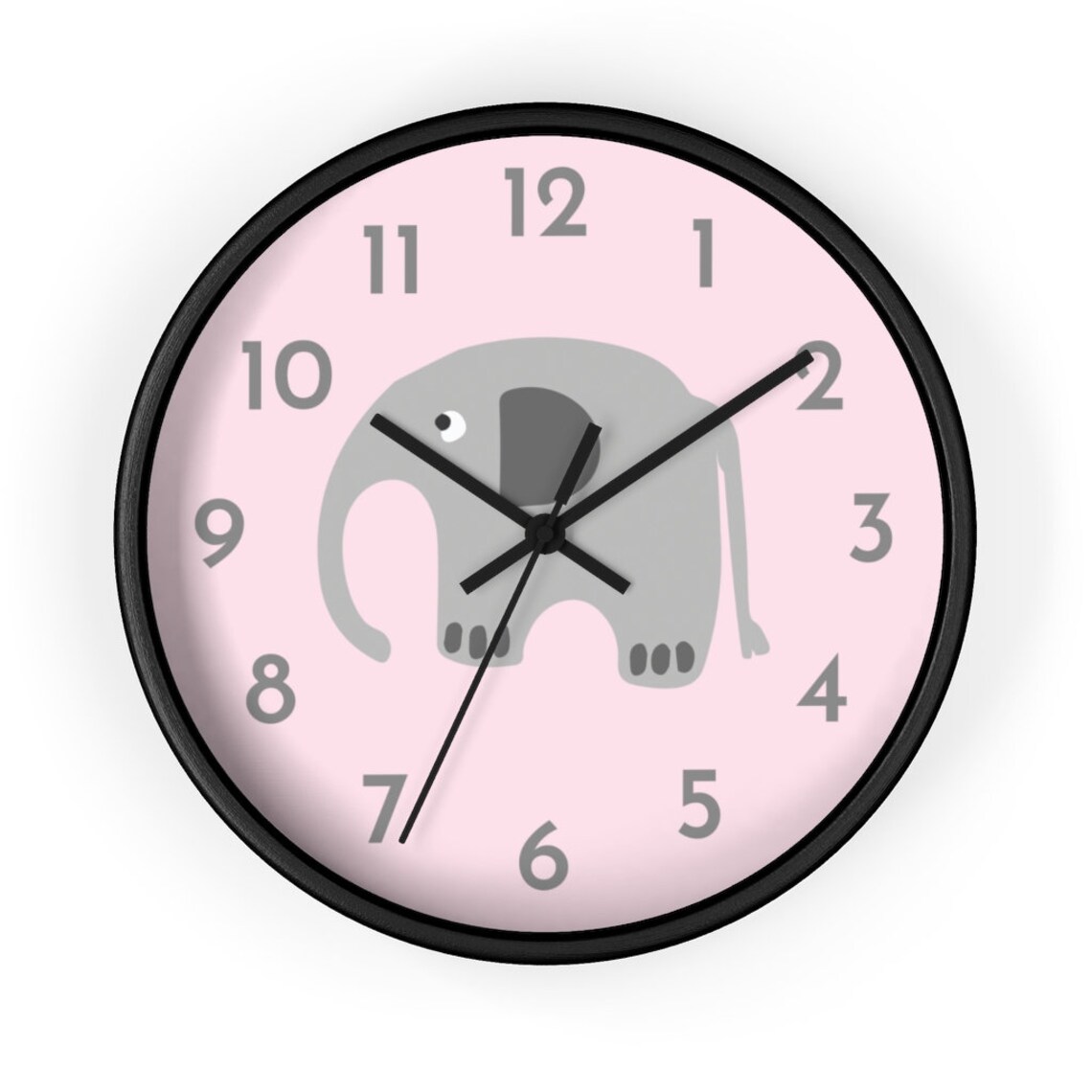 Elephant Wall Clock, Elephant Nursery Decor, Baby Shower Gifts, Gray
