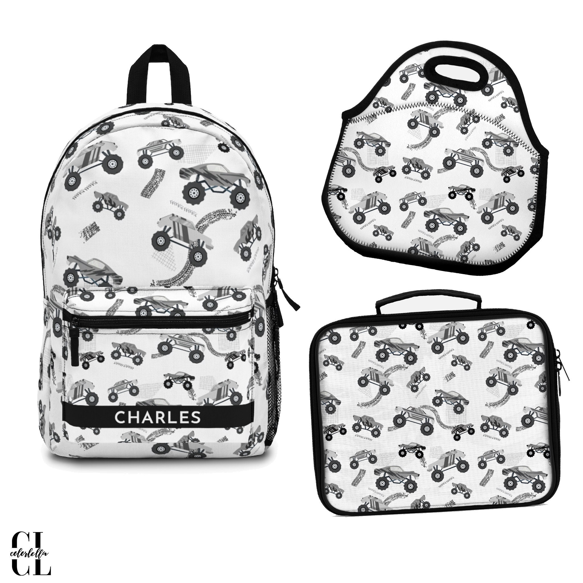 Monster truck backpack and lunchbox cheap