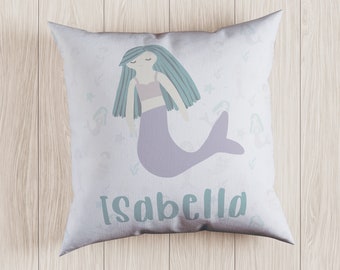 Teal mermaid Pillow, under the sea Nursery, Custom Pillow Case, Gift for girl, personalized mermaid pillow, custom girl room decor, mermaid