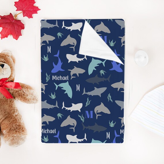 Shark Swaddle Blanket Nautical Theme Blanket Jersey Swaddle Etsy UK