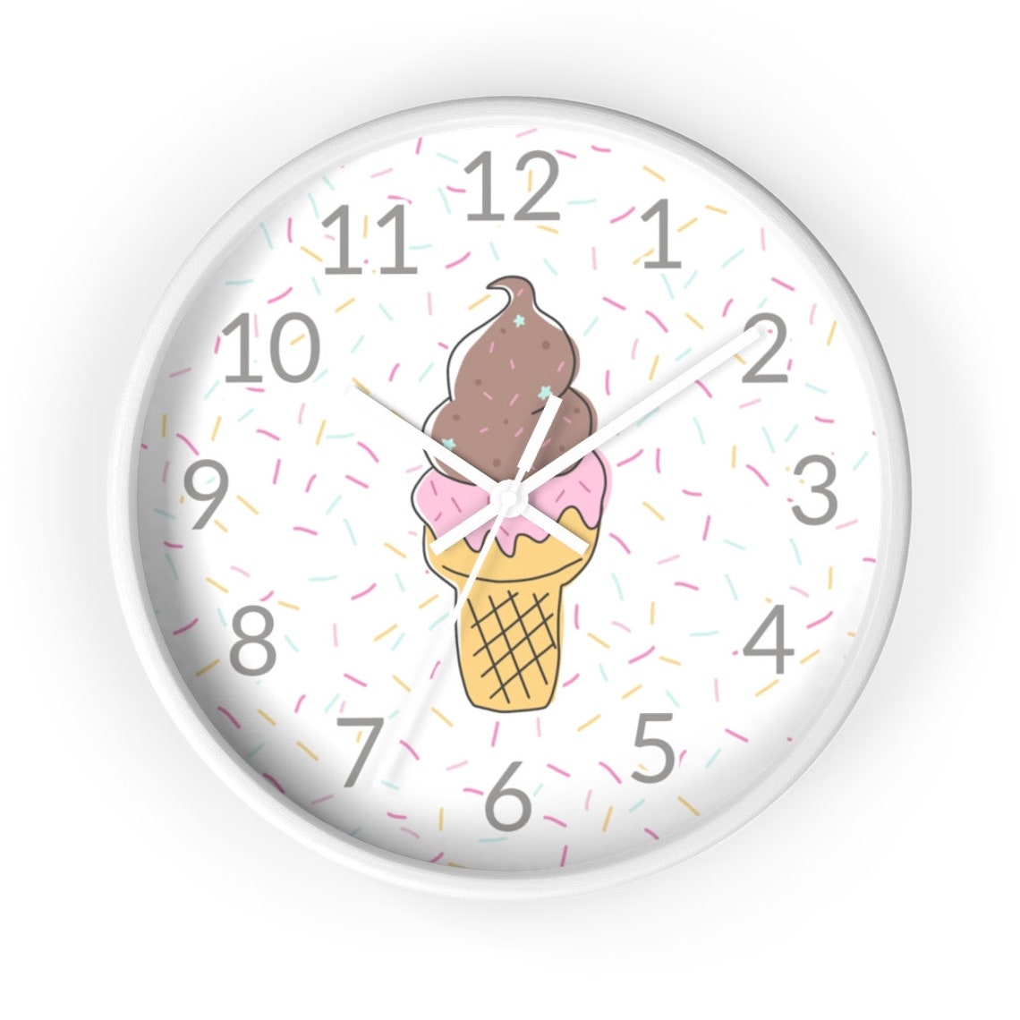 Ice cream clock Sprinkled ice cream themed nursery Kids Wall | Etsy