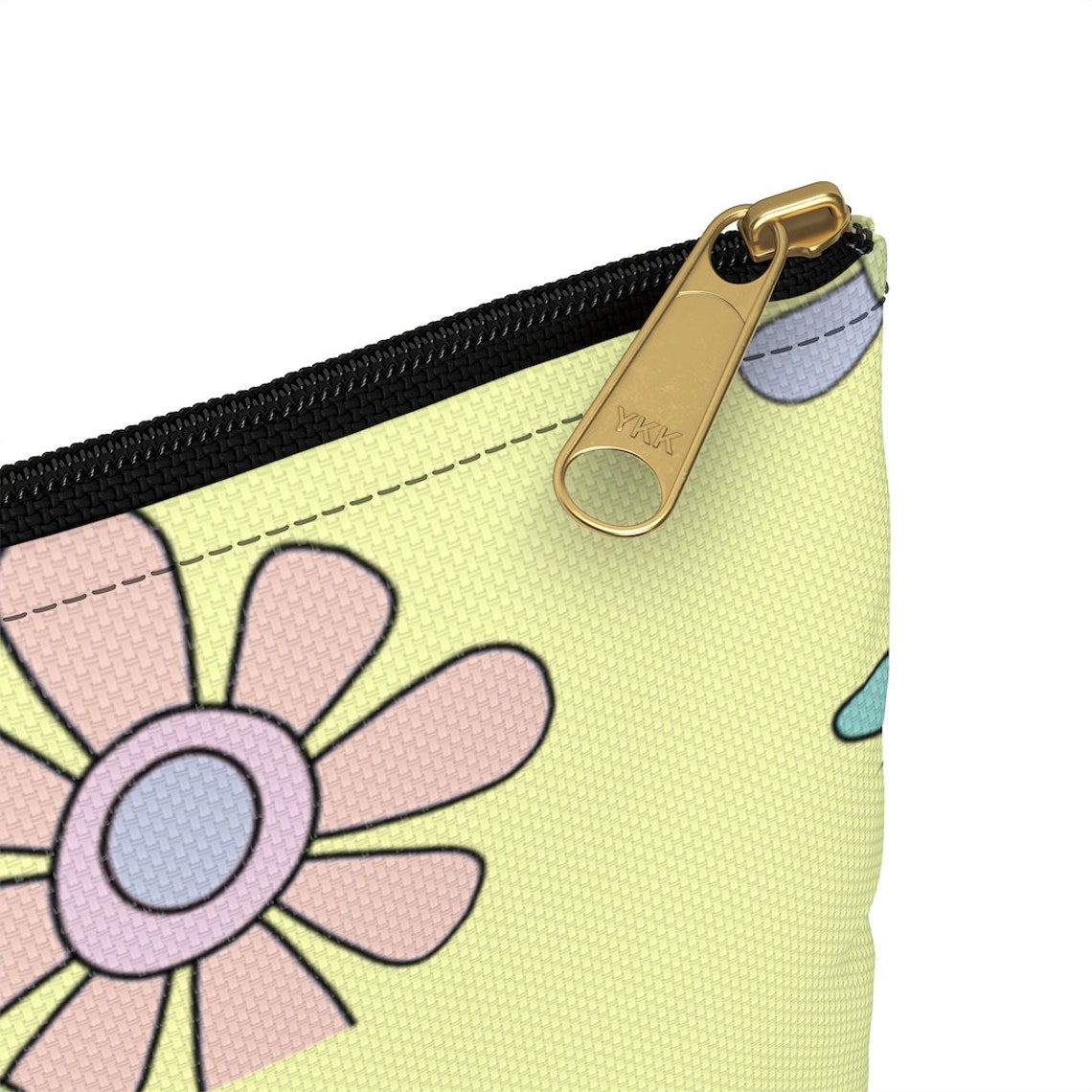 Floral Retro Pencil Case Flower Power Pencil Pouch Yellow Etsy UK