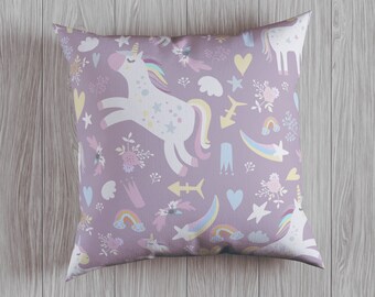 Purple Unicorn Pillow, unicorn Nursery, Custom pillow, Gift for girl, personalized unicorn pillow, unicorn mermaid, gifts for toddler