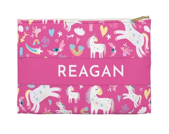Hot pink unicorn Pencil case, pencil pouch, cosmetic bag, unicorn accessory bag, unicorn lover pencil bag, girl back to school pencil pouch