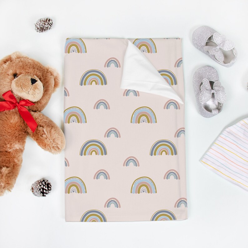 Boho Rainbow Swaddle Blanket, Rainbow Nursery Theme, Girl Rainbow