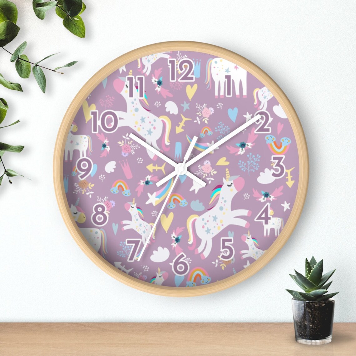 Unicorn Wall Clock Kids Wall Clock Nordic Style Nursery Etsy UK