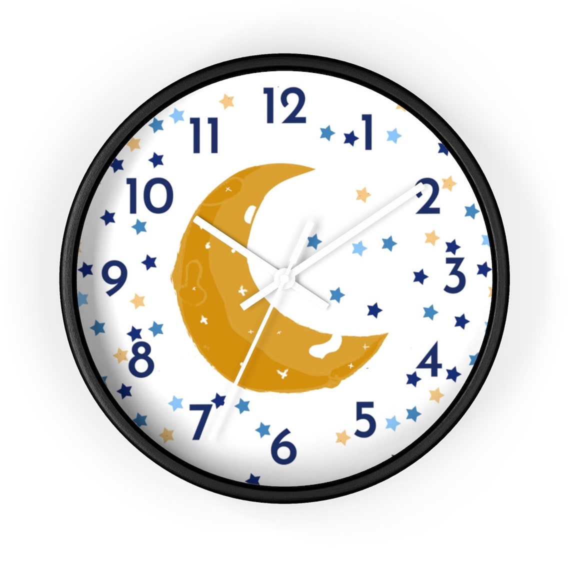 Moon Nursery Clock, Moon Wall Decor, Stars and Moon Nursery, Kids Wall