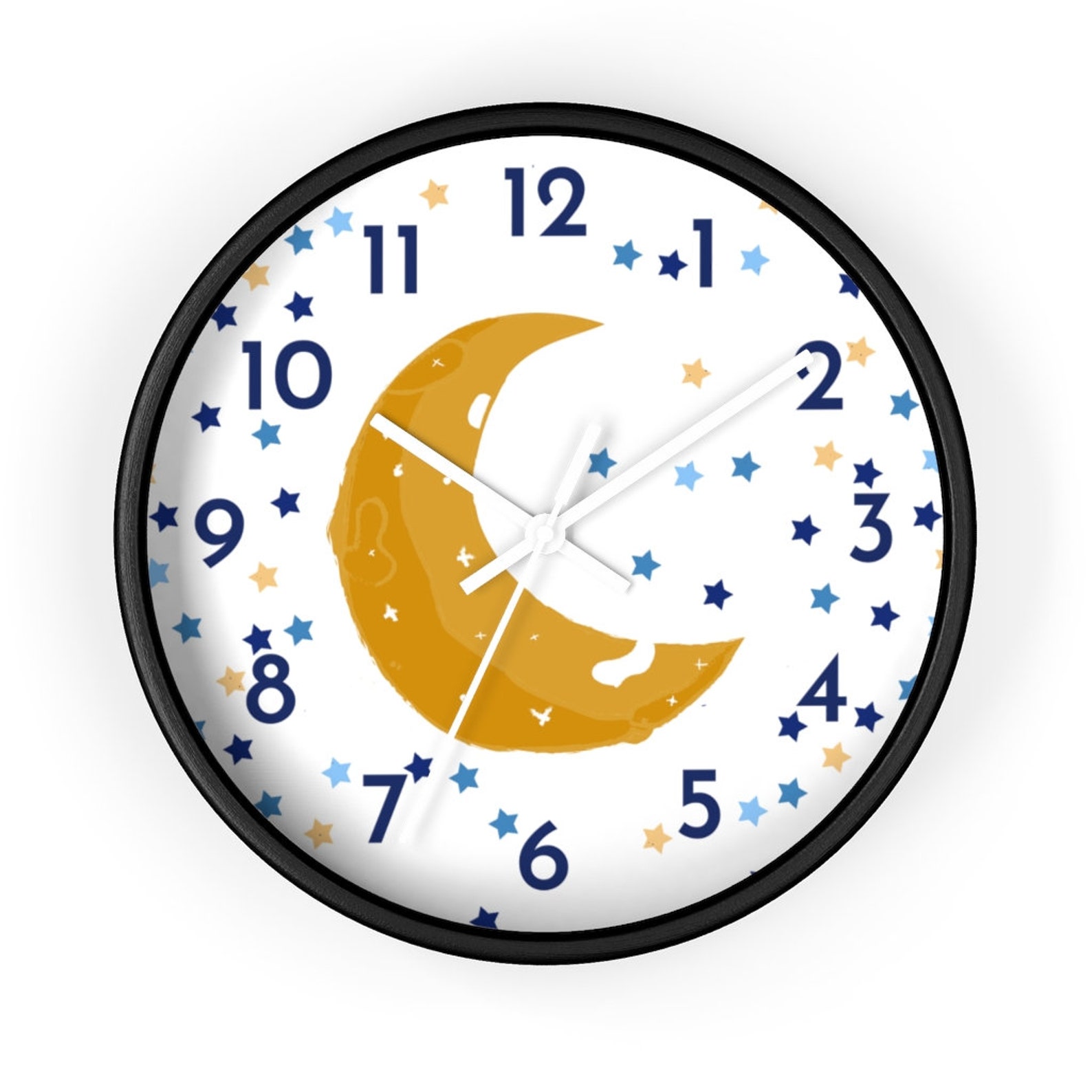 Moon Nursery Clock, Moon Wall Decor, Stars and Moon Nursery, Kids Wall