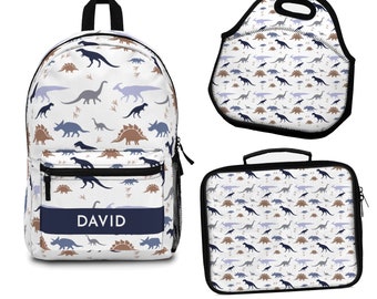 Dinosaur print kids backpack, tyrannosaurus Dino design backpack, boy Dino print blue school backpack, Custom kids school bag, modern bag