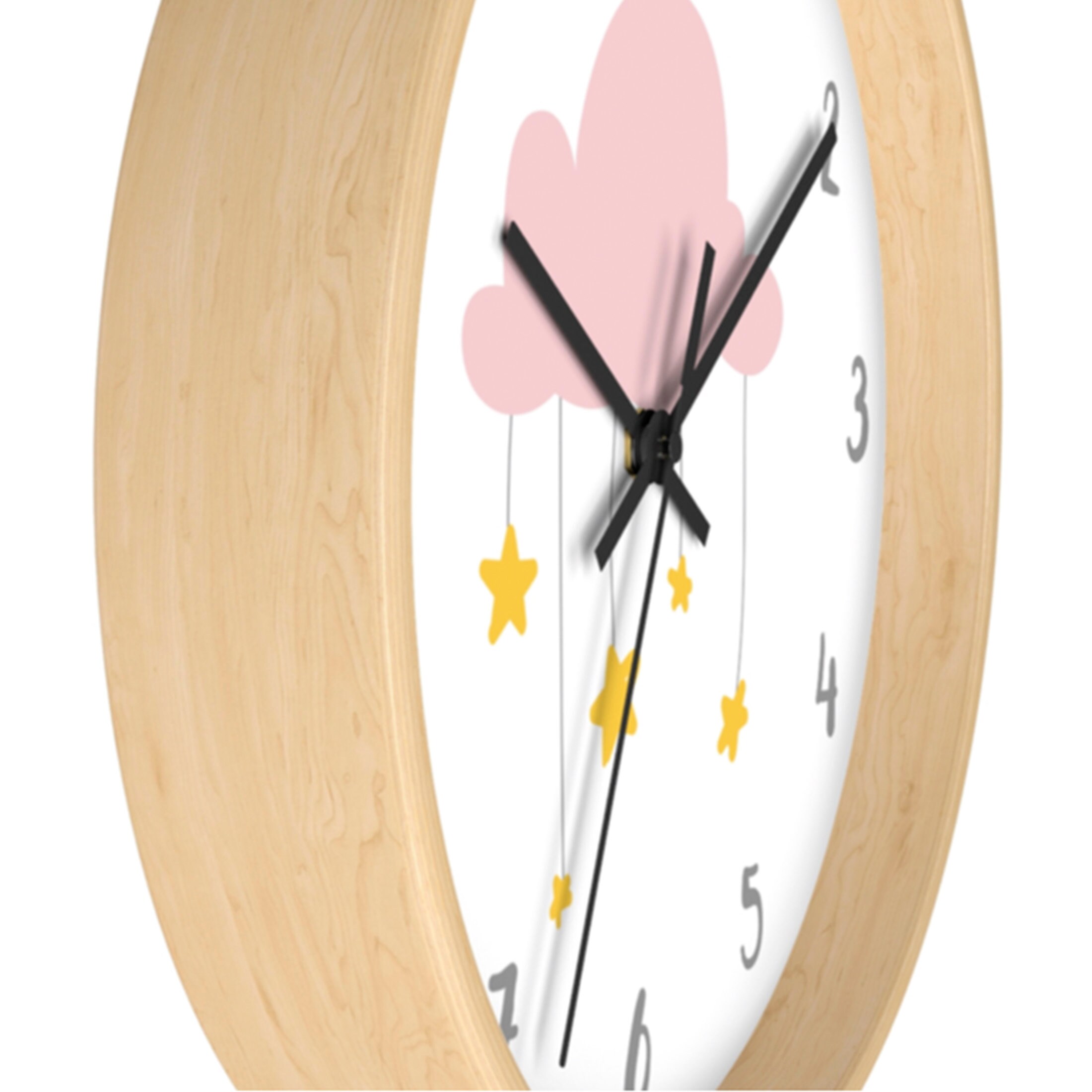 Pink Cloud Wall Clock Twinkle Star Clock Nursery Wall Clock Etsy