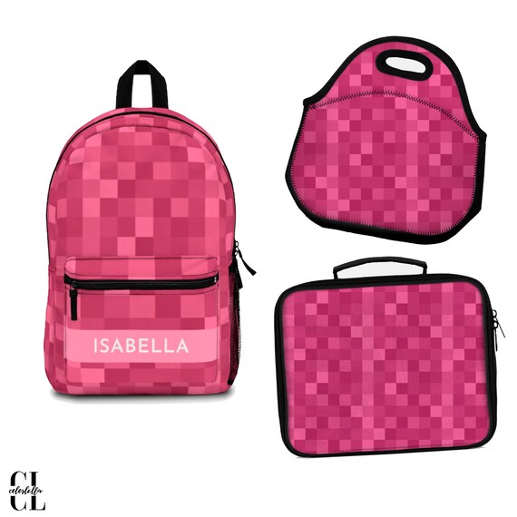 Pixel Pink Backpack Girly Gamer Backpack Pixel Game School Etsy