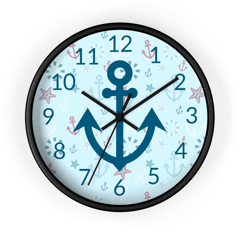 Nautical Clock, Anchor Clock, Kids Wall Clock, Nautical Nursery, Boy