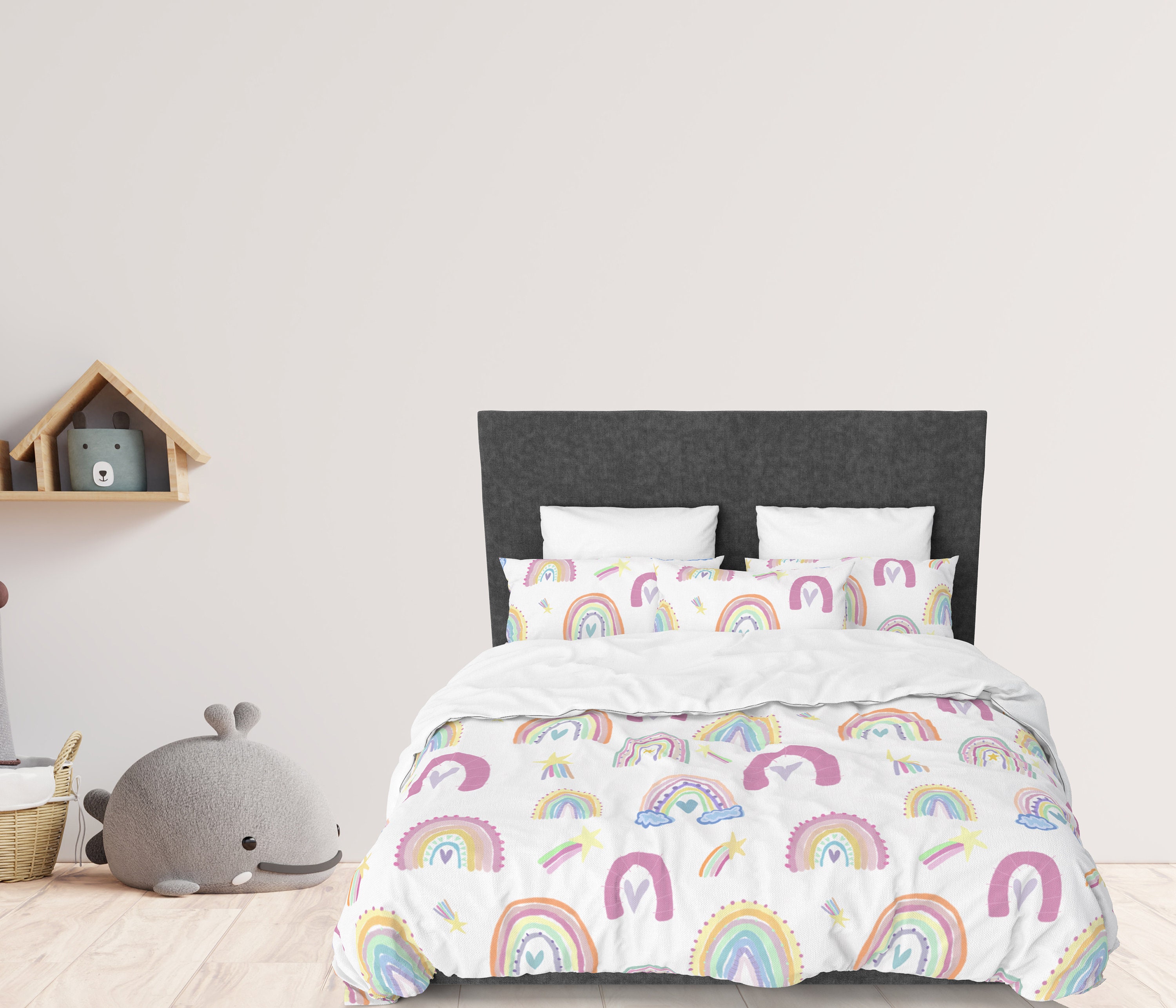 Girl Rainbow Bedding Rainbows Comforter and Bedding Set Kids Etsy