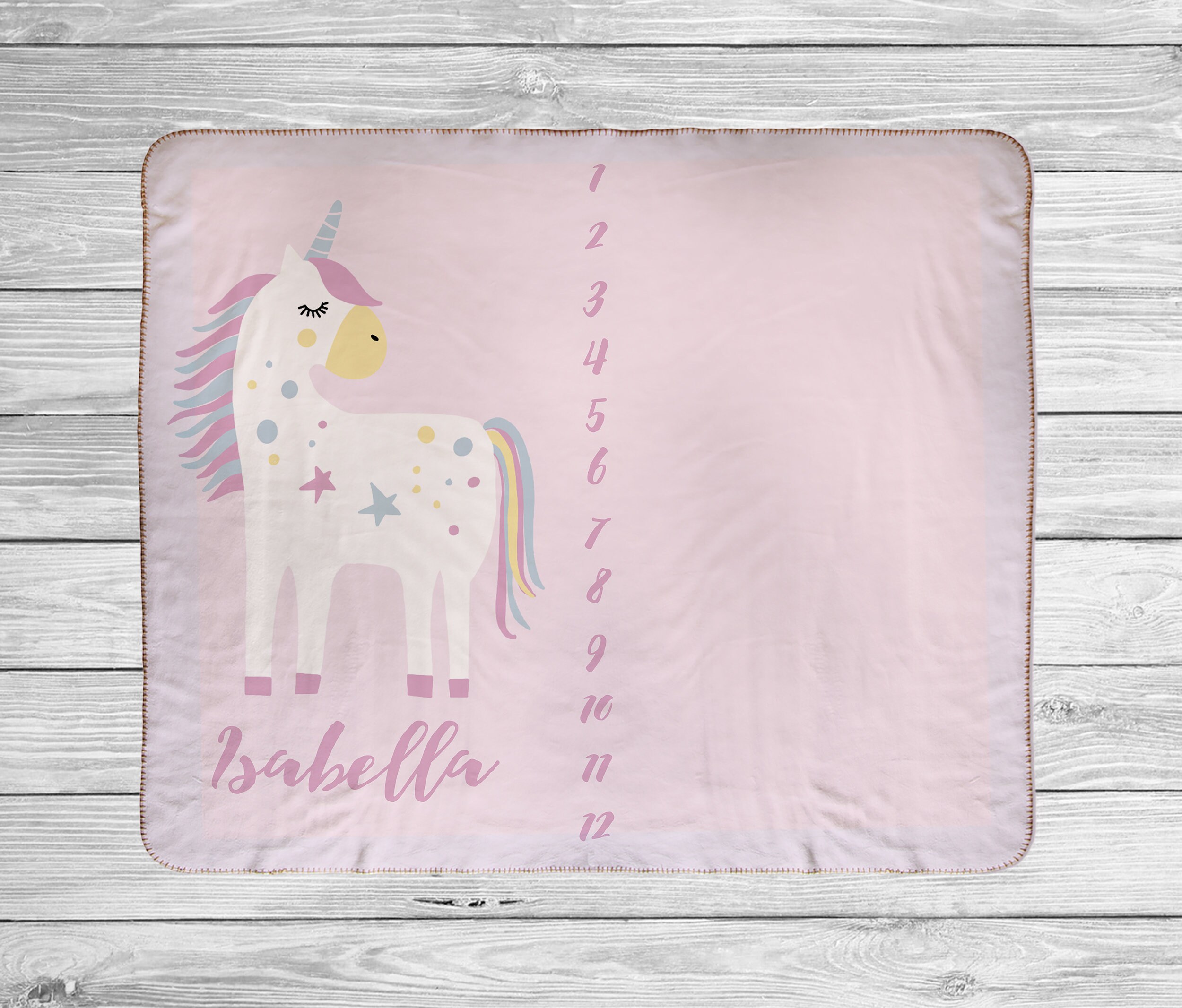 Unicorn Milestone Blanket, Unicorn Minky Blanket, Baby Milestone, Pink