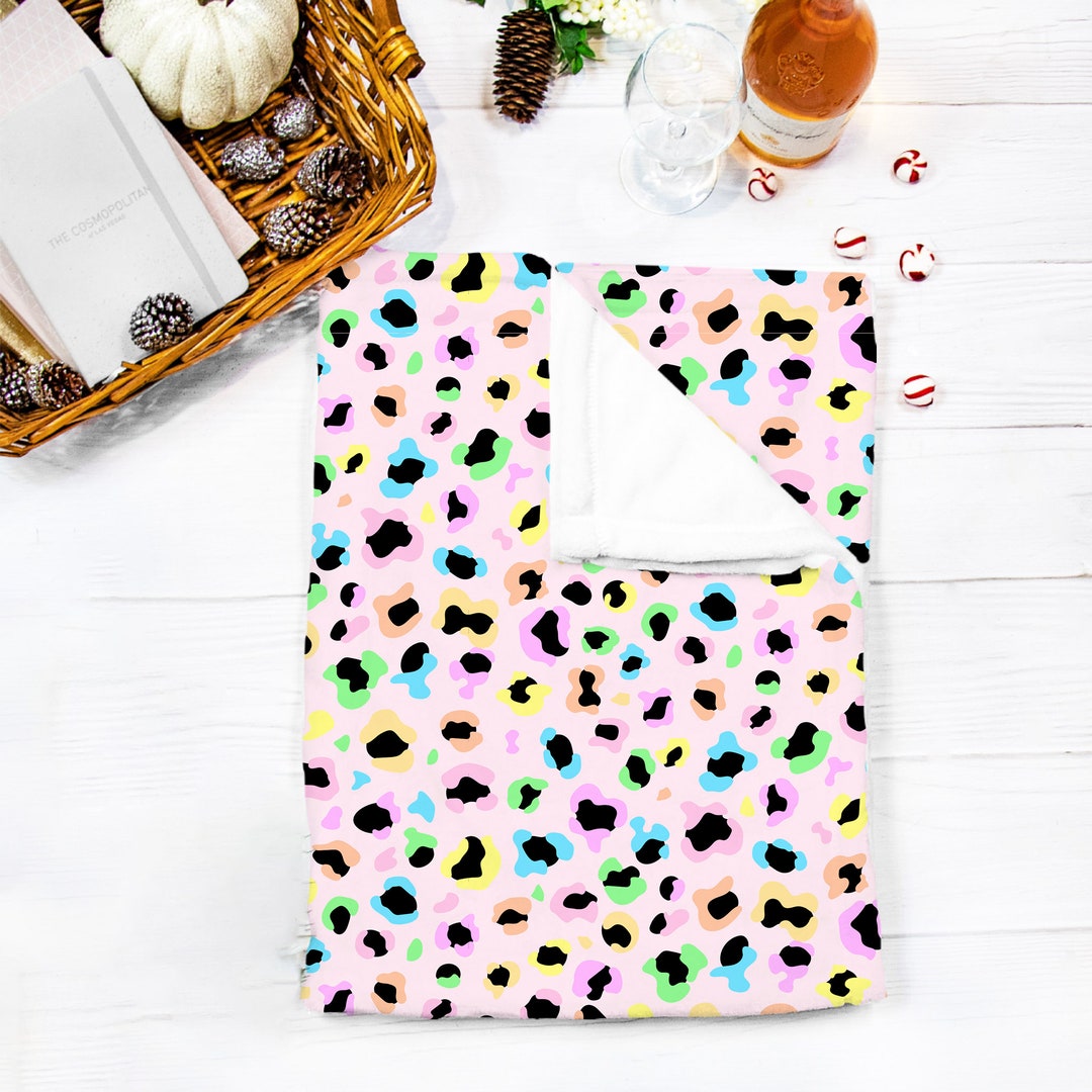 Rainbow Cheetah Baby Blanket, Leopard Minky Blanket, Cheetah Nursery