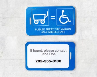 Wagon as Wheelchair Tag - Double-sided & Customizable